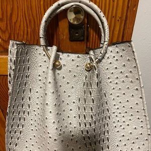 Black and gray print handbag /purse